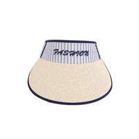 Women's Striped Wide-Brim Straw Visor for Summer Outdoor UV Protection