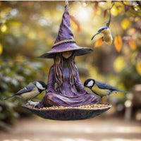 Outdoor Garden Hanging Witch Bird Feeder Resin Craft Decoration