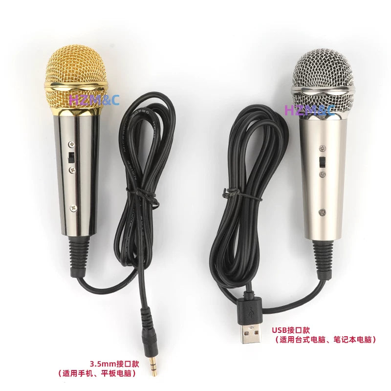 Mini Condenser Microphone for Mobile Phones and Computers, Wired Singing Microphone with Desktop Stand