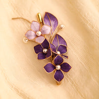 New Chinese Style Sandalwood Velvet Flower Brooch Hairpin Set for Hanfu