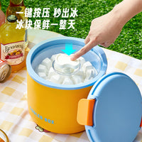 Portable Insulated Ice Bucket with Ice Cube Tray and Scoop for Picnics and Camping