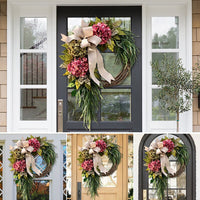 Hydrangea Wreath with Bow for Farmhouse Decor