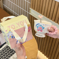 Cute Ceramic Mug with Spoon, 400ml Creative Gift Box for Couples and Girls