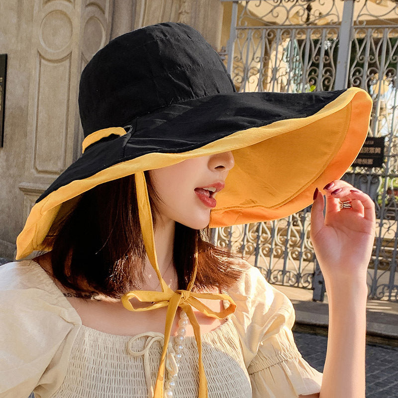 Women's Reversible Wide Brim Sun Hat UV Protection Fisherman Cap