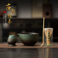 Japanese Ceramic Matcha Bowl Set with Whisk and Spout for Beginners