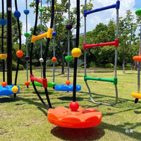 Kids Outdoor Swing Climbing Rope Ladder with Rings for Sensory Training