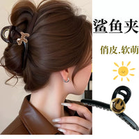 Cute Smiley Face Hair Claw Clip for Women, Large Back Head Hair Styling Shark Clip, Ins Style Trendy Hair Accessories