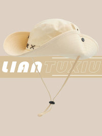 American Retro Western Cowboy Hat for Women, Outdoor Hiking Sun Protection Fisherman Hat with Wide Brim