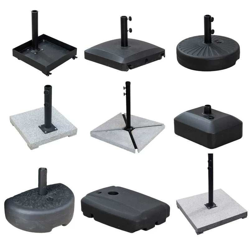 Outdoor Parasol Base with Water/Sand Filling, Marble Granite Umbrella Holder, Universal Stand
