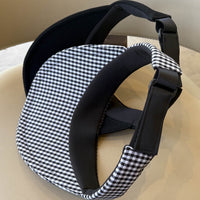 Plaid Wide-Brim Sun Visor for Women, UV Protection, Adjustable Sports Cap