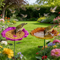 Iron Art Flower Hummingbird Feeder for Outdoor Garden Patio