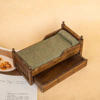 1:12 Dollhouse Miniature Vintage Wooden Single Bed Furniture Accessory