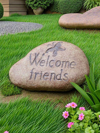 Outdoor Garden Welcome Stone Ornament Resin Simulation Fake Rock Decoration for Lawn Patio