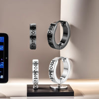 Stainless Steel Roman Numeral Hoop Earrings for Men, Single Piece