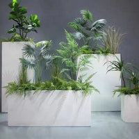 White Stainless Steel Planter Box Galvanized Iron Art Flower Pot Garden Balcony Rectangular Flower Trough
