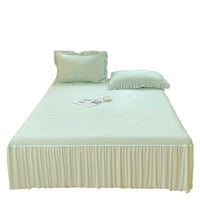 Summer Jacquard Ice Silk Cooling Mat Bed Skirt Set for Air-Conditioned Rooms