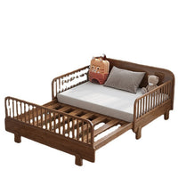 WangHeng Solid Wood Kids Bed with Guardrail, Extendable Toddler Bed for Boys and Girls, Princess Style
