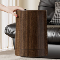New Chinese Style Wood Grain Trash Can with Wheels for Living Room Office
