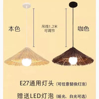 Retro Straw Hat Chandelier for Restaurants and Commercial Spaces