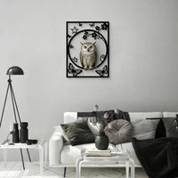 Owl Silhouette Metal Wall Art Decor for Living Room Bedroom