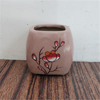Hand-Painted Embossed Ceramic Succulent Planter Pot