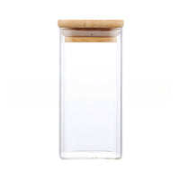 Square High Borosilicate Glass Storage Jar with Airtight Lid for Kitchen Pantry Organization