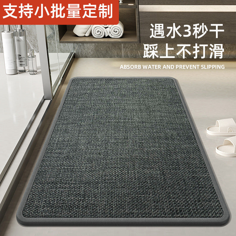 Diatomaceous Earth Absorbent Bath Mat Non-Slip Memory Foam or Rubber Backing for Bathroom Entryway
