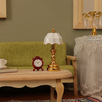 Dollhouse Miniature French Style Table Lamp & Alarm Clock Set for OB11 Scenes