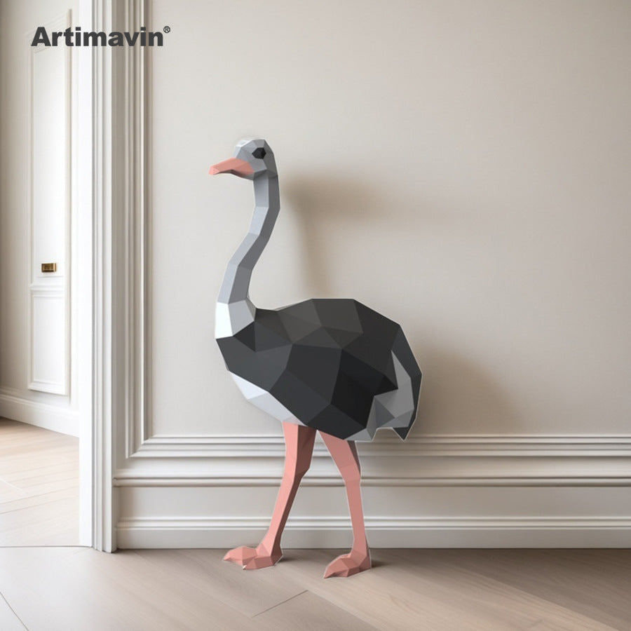 3D Ostrich Papercraft Model DIY Creative Decoration for Home & Shop