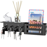 No-Drill Wall Mounted Key Holder with Storage Shelf for Entryway