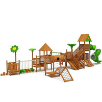 Multifunctional Wooden Kids Slide and Climbing Playset for Outdoor Play