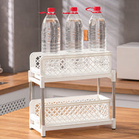 Double-Layer Pull-Out Countertop Storage Rack for Kitchen and Desk Organization