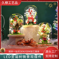 LED Christmas Tree Micro Landscape Glass Dome Ornament with Lights