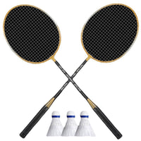 Badminton Racket Set, Alloy Split-Shaft, 2-Pack for Adults, Black Gold, Recreational Practice