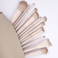 13-Piece Peach Blossom Portable Makeup Brush Set for Eyeshadow, Blush, and Contour