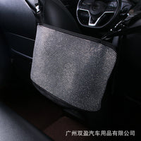 Car Seat Gap Organizer with Rhinestones - Backseat Storage Net for Purses and Bags