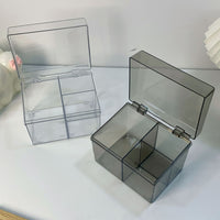 Acrylic Cotton Swab and Pad Organizer with Dustproof Lid for Vanity