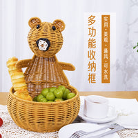 Bear Woven Imitation Rattan Storage Basket for Fruit and Home Decor