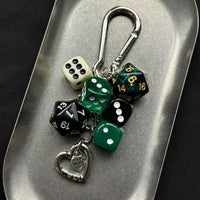 Vintage Dice Bag Charm Keychain for Phones and Bags, Retro Design