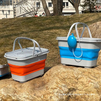 Foldable Fishing Bucket with Lid - Thickened Live Fish Container for Outdoor Car Wash