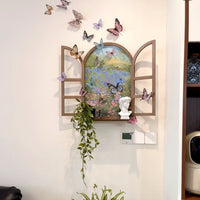 3D Butterfly Decorative Wall Art with Faux Window Shelf for Entryway & Home Decor