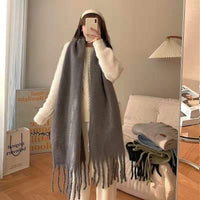 Women's Korean Style Mohair Scarf, Thickened and Lengthened Warm Neck Wrap Shawl