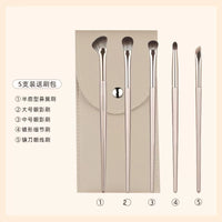 Professional 5-6 Piece Black Eye Makeup Brush Set with Portable Case for Eyeshadow Blending and Detailing