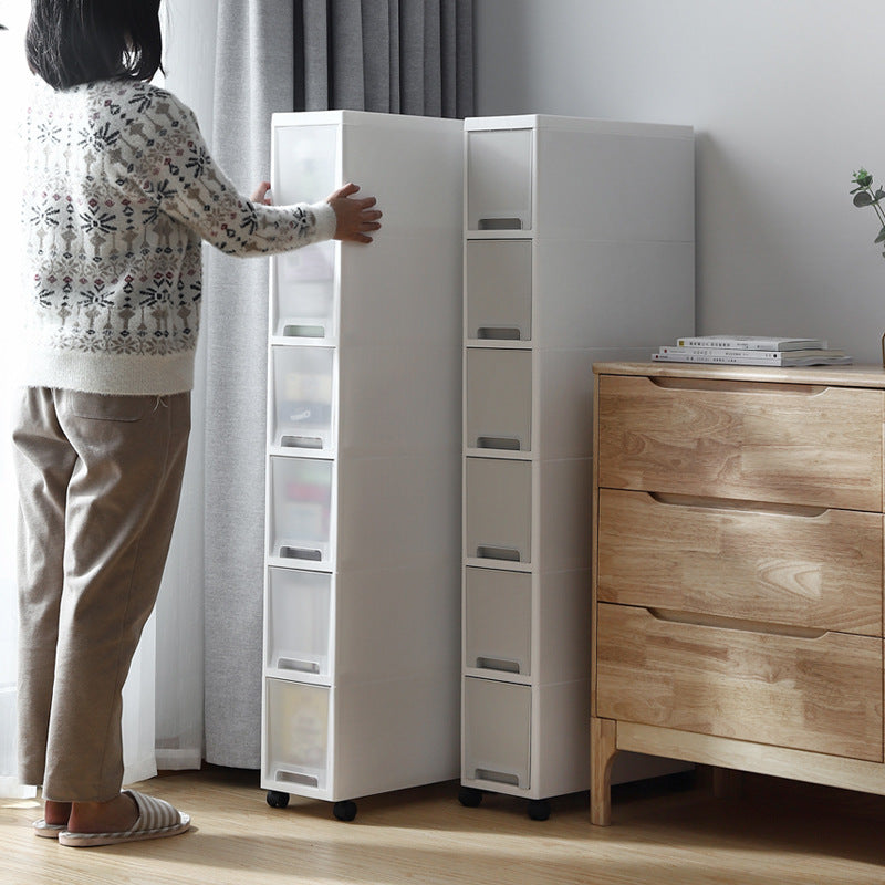 Slim Gap Storage Cabinet with Drawers for Bathroom Kitchen Refrigerator Side