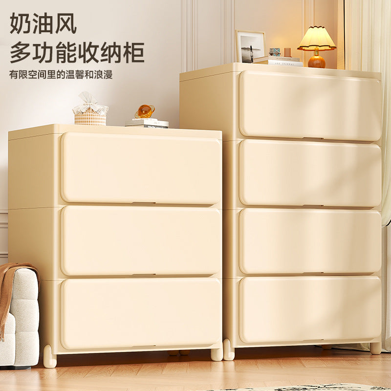Modern Minimalist Nightstand with Storage, Cream Style, Light Luxury Bedroom Cabinet