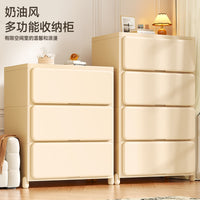 Modern Minimalist Nightstand with Storage, Cream Style, Light Luxury Bedroom Cabinet