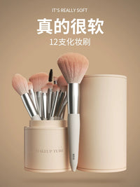 12-Piece Makeup Brush Set with Storage, Soft Synthetic Bristles for Beginners - Eyeshadow, Powder, Blush, Concealer, Highlight