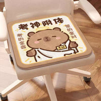 Capybara Plush Seat Cushion for Chairs and Stools, Non-Slip Breathable, All-Season Use