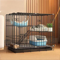 Large Foldable Indoor Cat Cage with Double-Layer Cat Bed and Hammock