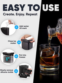Cocktail Ice Cube Molds for Whiskey and Drinks - Diamond, Skull, Rose, Wave Shapes